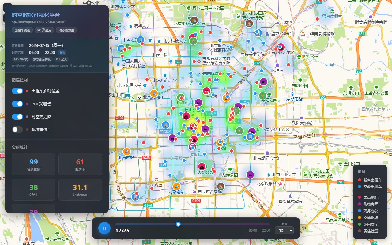 Screenshot of the Beijing taxi and POI visualization interface